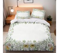 Generico Copripiumino Matrimoniale Girasoli Foglie 240x260 cm con 2 Federe 50x80 cm Set Copripiumino Moderno 3D Stampa Microfibra Lavabile In Lavatrice Cerniera Invisibile Lacci a Quattro Angoli