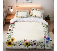 Generico Copripiumino Matrimoniale Girasoli Foglie 240x260 cm Copripiumino Moderno 3D Stampa Set di Biancheria da Letto Microfibra Cerniera Invisibile Lacci a Quattro Angoli 2 Federe 50x80 cm cm