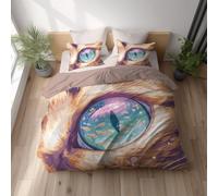 Generico Copripiumino Matrimoniale, in Microfibra Extra Morbida, Traspirante Delicato Sulla Pelle Reversibile, con Cerniera Invisibile King 240 x 220 cm Marrone Occhi Di Gatto Esplorando Pesce