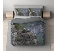 Generico Copripiumino Matrimoniale, in Microfibra Extra Morbida, Traspirante Delicato Sulla Pelle Reversibile, con Cerniera Invisibile King 240 x 220 cm Grigio Paesaggio Scogliera Aquila