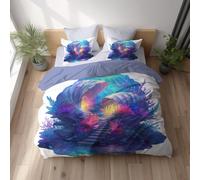 Generico Copripiumino Matrimoniale, in Microfibra Extra Morbida, Traspirante Delicato Sulla Pelle Reversibile, con Cerniera Invisibile King 240 x 220 cm Blu Anime Architettura Conchiglia