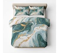 Generico Copripiumino Matrimoniale Marmo Verde, Set di Biancheria da Letto in Microfibra 3 Pezzi, Parure Copri Piumino 200x200 e 2 Federe 50x80 con Cerniera D100