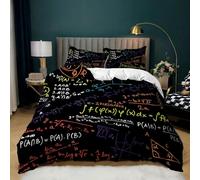 Generico Copripiumino Matrimoniale Matematica Copripiumino 250x200 3D + 2 Feder 50 x 80 cm 100% Microfibra Set di Biancheria Morbida, Traspirante, Chiusura a Cerniera 5W11Q32020