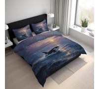 Generico Copripiumino Matrimoniale Orca Assassina Parure Copripiumino 155x220 cm Animale Marino Vita Marina, Morbido Microfibra Set Letto 3 Pezzi, 2 Federa con Cerniera 21D&-58
