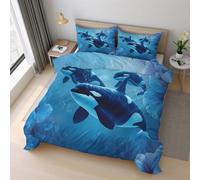 Generico Copripiumino Matrimoniale Orca Assassina Parure Copripiumino 240x260 cm Animale Marino Oceano, Morbido Microfibra Set Letto 3 Pezzi, 2 Federa con Cerniera 21D&-29