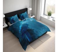 Generico Copripiumino Matrimoniale Pappagallo Blu Parure Copripiumino 135x200 cm Animale Uccello Tropicale, Morbido Microfibra Set Letto 2 Pezzi, 1 Federa con Cerniera 21D&-56
