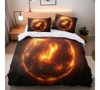 Generico Copripiumino Matrimoniale Pianeta Lava 220x240 cm con 2 Federe 50x80 cm Set Copripiumino Stelle Galassia 3D Stampa Microfibra Lavabile In Lavatrice Cerniera Invisibile Lacci a Quattro Angoli