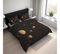 Generico Copripiumino matrimoniale Pianeti Universo 240x220, Galassia Stelle Spazio Set di Biancheria da Letto in Microfibra, con Copripiumone e 2 Federe 50x80 cm LGS17sL