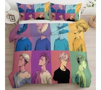 Generico Copripiumino Matrimoniale Reversibile per Bambina, Multicolore Anime Personaggi Ritratti Microfibra Biancheria da letto - 3 Pezzi Copripiumino 180 x 220 cm e 2 Federe 50 x 80 cm