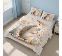 Generico Copripiumino Matrimoniale Riccio Parure Copripiumino 155x220 cm Animale Cartoni Animati Carino, Morbido Microfibra Set Letto 3 Pezzi, 2 Federa con Cerniera 21D&-57