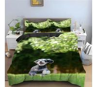 Generico Copripiumino Matrimoniale Schnauzer Biancheria Da Letto Microfibra Morbida Animale Copripiumini 250x200 cm con 2 Federe Cuscino, Zip Nascosto -kz1918