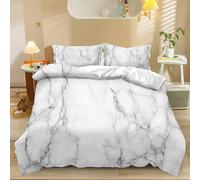 Generico Copripiumino Natura Texture Marmo Copripiumino Matrimoniale Bianco Grigio Parure Copripiumino In Microfibra 260 X 220 Cm 1 Copripiumone Con Cerniera + 2 Federa 50 X 75 Cm