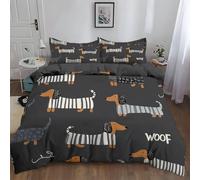 Generico Copripiumino Policotone 150x200 cm Bassotto Animale Dei Cartoni Animati Set Copripiumino Morbido Ipoallergenico, Biancheria da Letto Moderno 3 Pezzi, Copripiumino con 2 Federe 50x80 cm