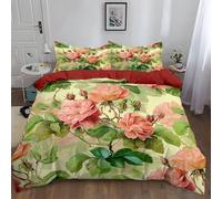 Generico Copripiumino Rosa Spine Pianta Bedding Set Matrimoniale in 100% Microfibra 3 pezzi Una 220 x 240 cm e 2 federa da 50 x 80 cm, Morbido ed Ipoallergenico Rosso