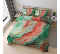 Generico Copripiumino Sabbie Mobili, Biancheria da Letto Arte Fluida Marmo 240 X 220 cm Microfibra Morbida 3-Pezzi con 2 Federe 50x75 cm con Cerniera K&18