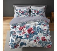 Generico Copripiumino Set 180 x 220 cm, Bacca Pigna Inverno, Set Biancheria da Letto Reversibile in Microfibra Morbida Multicolore, con Federe, Chiusura a Zip Nascosta, Morbido e Facile