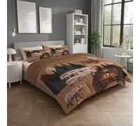 Generico Copripiumino singolo 135 x 200 cm - singolo 2 pezzi in Microfibra Vintage Animali Alce - Impermeabile Lunga durata Biancheria da Letto Comprendente Federe 50x80 Marrone