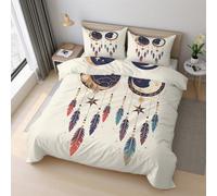 Generico Copripiumino Singolo Acchiappasogni, Biancheria da Letto Piume Luna Crescente 130x200 cm, Morbido Microfibra, Chiusura con Cerniera Include 1 Federa 50x80 cm S-5