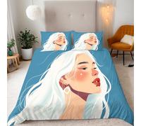 Generico Copripiumino Singolo Anime Ragazza 155x220 cm + 2 Federe 50x80 cm Set Copripiumino Anime Arte 3D Stampa Microfibra Comfort Lavabile In Lavatrice Cerniera Invisibile Lacci a Quattro Angoli