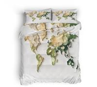 Generico copripiumino singolo bambino 135x200cm Mappa Del Mondo 3D copripiumino letto singolo Biancheria in microfibra per tutte le stagioni, stampa fronte-retro, zip invisibile
