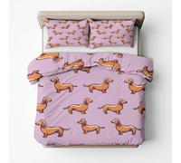 Generico Copripiumino Singolo Bassotto, Set di Biancheria da Letto in Microfibra 2 Pezzi, Parure Copri Piumino 135x200 e 1 Federa 50x80 con Cerniera mH158
