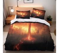 Generico Copripiumino Singolo Città Interstellare 150x200 cm + 2 Federe 50x80 cm Set Copripiumino Fulmine 3D Stampa Microfibra Comfort Lavabile In Lavatrice Cerniera Invisibile Lacci a Quattro Angoli