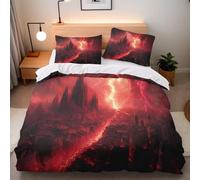 Generico Copripiumino Singolo Città Interstellare 155x220 cm + 2 Federe 50x80 cm Set Copripiumino Fulmine 3D Stampa Microfibra Comfort Lavabile In Lavatrice Cerniera Invisibile Lacci a Quattro Angoli