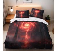 Generico Copripiumino Singolo Città Interstellare 155x220 cm Copripiumino Fulmine 3D Squisita Stampa Set di Biancheria da Letto Microfibra Cerniera Invisibile Lacci a Quattro Angoli 2 Federe 50x80 cm