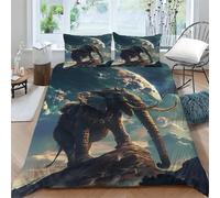 Generico Copripiumino Singolo Elefante Pianeta Biancheria da Letto Morbido Microfibra Copri Piumone 135x200 e 2 Federe Abbinate, con Zip, Ipoallergenico ba1982