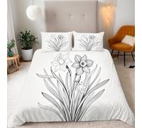 Generico Copripiumino Singolo Fiore Foglie 155x220 cm Copripiumino Arte Moderna 3D Squisita Stampa Set di Biancheria da Letto Microfibra Cerniera Invisibile Lacci a Quattro Angoli 2 Federe 50x80 cm