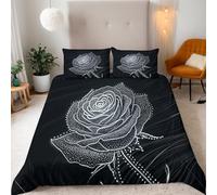 Generico Copripiumino Singolo Fiore Rosa 155x220 cm 2 Federe 50x80 cm Copripiumino Arte Moderna 3D Stampa Set di Biancheria da Letto Microfibra Lavabile In Lavatrice Adatto Camerette Letto Singolo