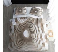 Generico Copripiumino Singolo Illusione Ottica, Biancheria da Letto Swirl Astratto 130x200 cm, Morbido Microfibra, Contiene Una Federa da 50x80 cm, Chiusura con Cerniera H-5