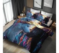 Generico Copripiumino Singolo Lupo, Set di Biancheria da Letto Acchiappasogni Lupi, Copri Piumino 135x200 cm e 1 Federa 50x80 cm, Copripiumone Microfibra Morbido - YKA10745