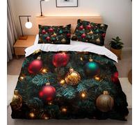 Generico Copripiumino Singolo Natale 135x200 cm 2 Federe 50x80 cm Copripiumino Natale Campana 3D Stampa Set di Biancheria da Letto Microfibra Lavabile In Lavatrice Adatto Camerette Letto Singolo