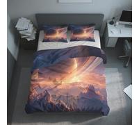 Generico Copripiumino Singolo Pianeta, Biancheria da Letto Universo Spazio Esterno Nuvola 130x200 cm, Morbido Microfibra, Chiusura con Cerniera Include 1 Federa 50x80 cm PZ&S-27