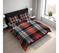 Generico Copripiumino Singolo Tartan, Biancheria da Letto Retrò Quadretti Scozzese 130x200 cm, Morbido Microfibra, Chiusura con Cerniera Include 1 Federa 50x80 cm PZ&S-28
