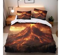 Generico Copripiumino Singolo Vulcano Lava 150x200 cm 2 Federe 50x80 cm Copripiumino Nuvole Natura 3D Stampa Set di Biancheria da Letto Microfibra Lavabile In Lavatrice Adatto Camerette Letto Singolo