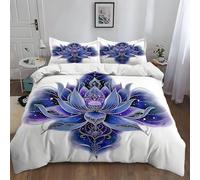 Generico Copripiumino Tatuaggio Loto Universo Bedding Set Matrimoniale in 100% Microfibra 3 pezzi Una 220 x 240 cm e 2 federa da 50 x 80 cm, Morbido ed Ipoallergenico Bianco