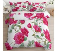 Generico Copripiumino Tema Dell'Amore Fiori Rosa Morbida e Confortevole Set di Biancheria da Letto 200 x 200 cm Per Adulti e Bambini, Rosa Copripiumino e 2 Federe 50 x 80 cm