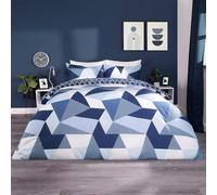 Generico Copripiumino Una Piazza e Mezza 200x200 Geometria blu Copri Piumino 3 Pezzi Microfibra Morbido Con Cerniera Moderno e semplice Copri Piumone e 2 Federe Cuscino GA483