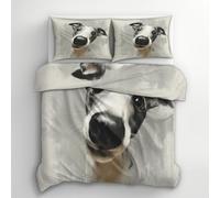 Generico Copripiumino Una Piazza e Mezza Cane Levriero, Set di Biancheria da Letto Cani Cuccioli divertente, Copri Piumino 200x200 cm e 2 Federe 50x80 cm, Copripiumone Microfibra Morbido - YKA8538