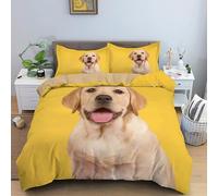 Generico Copripiumino Una Piazza e Mezza Golden Retriever Copripiumino 200x200 3D + 1 Feder 50 x 80 cm 100% Microfibra Set di Biancheria Morbida, Traspirante, Chiusura a Cerniera 5L10W14Q1095