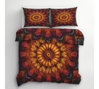 Generico Copripiumino Una Piazza e Mezza Mandala, Set di Biancheria da Letto in Microfibra 3 Pezzi, Parure Copri Piumino 155x200 e 2 Federe 50x80 con Cerniera U165