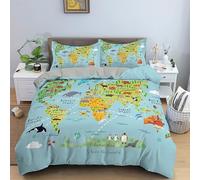 Generico Copripiumino Una Piazza e Mezza Mappa Copripiumino 200x200 3D + 1 Feder 50 x 80 cm 100% Microfibra Set di Biancheria Morbida, Traspirante, Chiusura a Cerniera 5W11Q31299