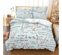 Generico Copripiumino Una Piazza e Mezza Matematica Copripiumino 200x200 3D + 1 Feder 50 x 80 cm 100% Microfibra Set di Biancheria Morbida, Traspirante, Chiusura a Cerniera 512W10Q0477