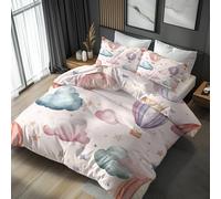 Generico Copripiumino Una Piazza e Mezza Mongolfiera, Set di Biancheria da Letto Cartoni Animati, Copri Piumino Bambini 200x200 cm e 2 Federe 50x80 cm, Copripiumone Microfibra Morbido - YKA11002