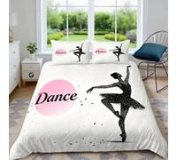 Generico Copripiumino una Piazza e Mezza Silhouetta Danza Traspirante in Microfibra Set di Biancheria da Letto Per Ragazze con Cerniera 3D Copripiumino 200x200 e 2 Federe