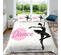 Generico Copripiumino una Piazza e Mezza Silhouetta Danza Traspirante in Microfibra Set di Biancheria da Letto Per Ragazze con Cerniera 3D Copripiumino 200x200 e 2 Federe