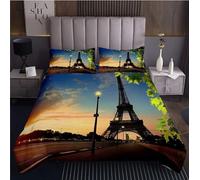 Generico Copripiumino Una Piazza e Mezza Torre Eiffel Copripiumino 200x200 3D + 1 Feder 50 x 80 cm 100% Microfibra Set di Biancheria Morbida, Traspirante, Chiusura a Cerniera 5W11Q31773