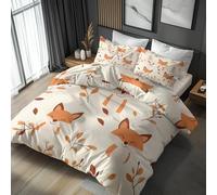 Generico Copripiumino Una Piazza e Mezza Volpe Bambini, Set di Biancheria da Letto in Microfibra 3 Pezzi, Parure Copri Piumino 155x200 e 2 Federe 50x80 con Cerniera SZza111